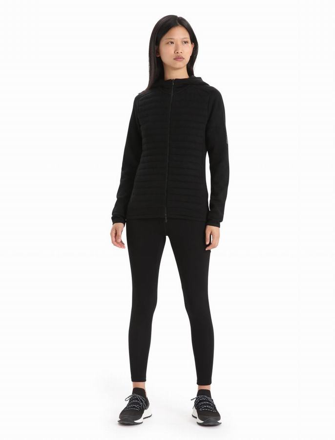 Sudadera Con Capucha Icebreaker ZoneKnit™ Merino Insulated Long Sleeve Zip Mujer Negros | NGF4816NX