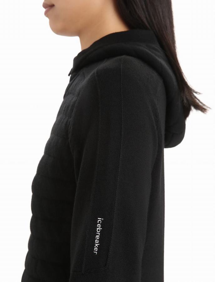 Sudadera Con Capucha Icebreaker ZoneKnit™ Merino Insulated Long Sleeve Zip Mujer Negros | NGF4816NX