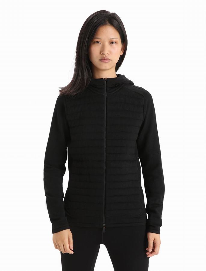 Sudadera Con Capucha Icebreaker ZoneKnit™ Merino Insulated Long Sleeve Zip Mujer Negros | NGF4816NX