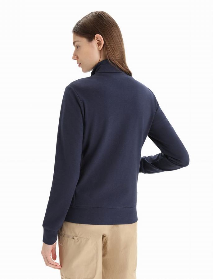 Sudaderas Icebreaker Merino Central Classic Long Sleeve Zip Mujer Azul Marino | WUU559LY