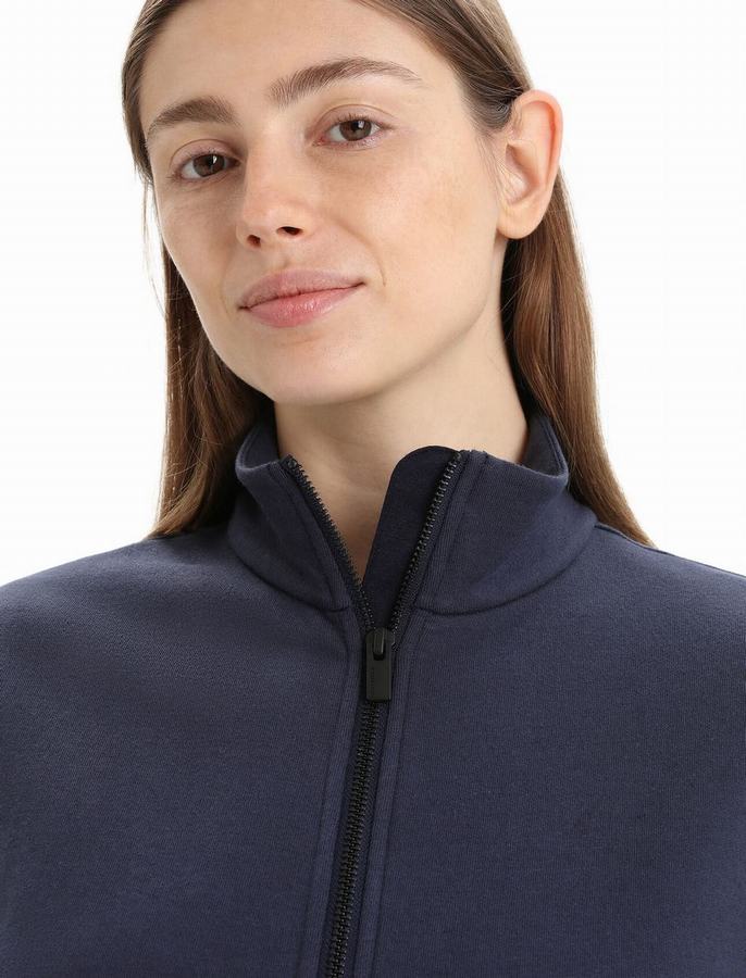 Sudaderas Icebreaker Merino Central Classic Long Sleeve Zip Mujer Azul Marino | WUU559LY