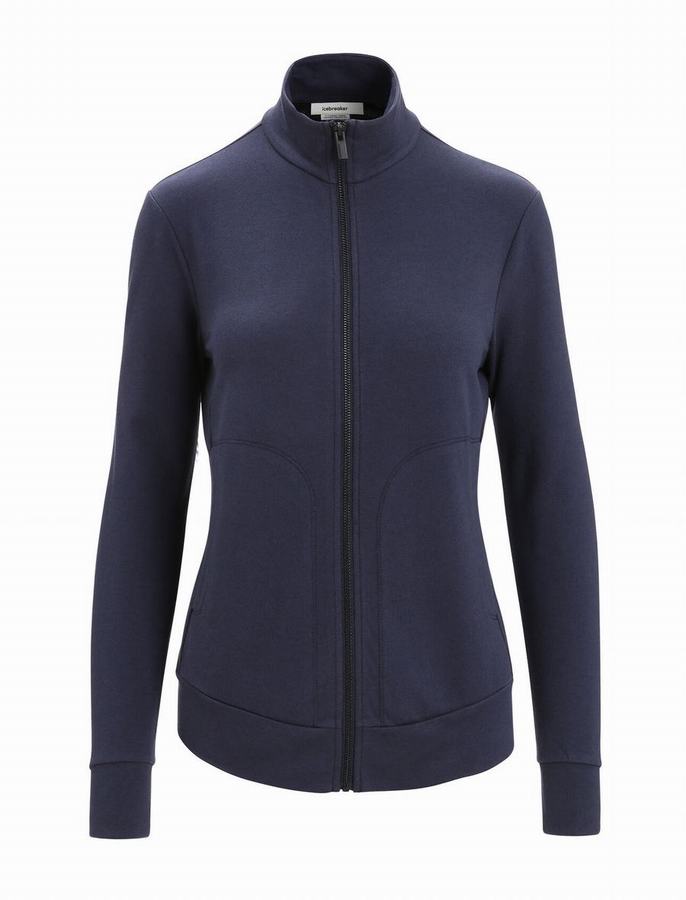 Sudaderas Icebreaker Merino Central Classic Long Sleeve Zip Mujer Azul Marino | WUU559LY