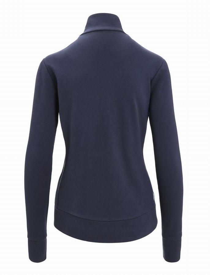 Sudaderas Icebreaker Merino Central Classic Long Sleeve Zip Mujer Azul Marino | WUU559LY