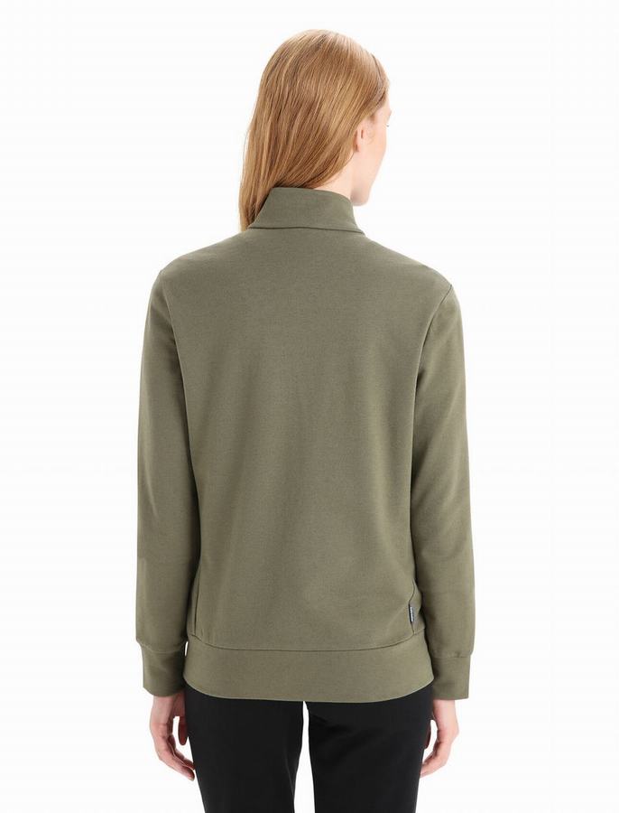 Sudaderas Icebreaker Merino Central Classic Long Sleeve Zip Mujer Verde Oliva | ZQG4992OQ