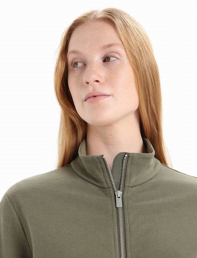 Sudaderas Icebreaker Merino Central Classic Long Sleeve Zip Mujer Verde Oliva | ZQG4992OQ