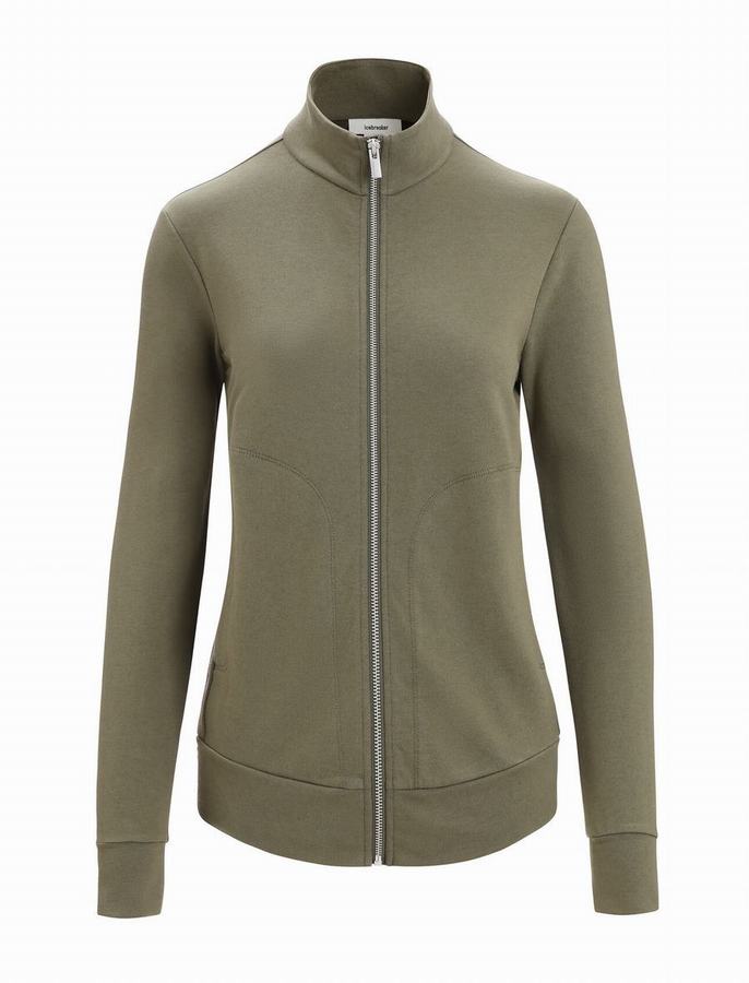 Sudaderas Icebreaker Merino Central Classic Long Sleeve Zip Mujer Verde Oliva | ZQG4992OQ