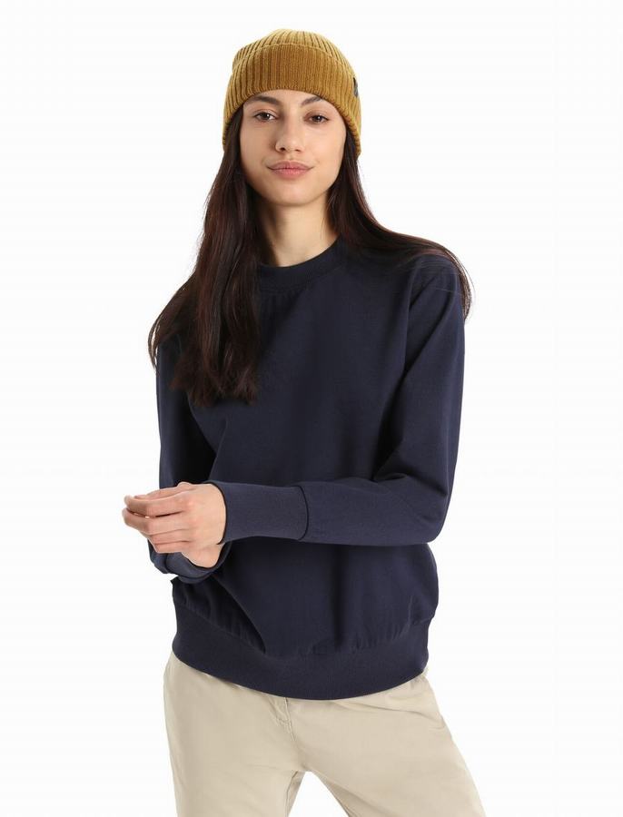 Sudaderas Icebreaker Merino Central II Long Sleeve Mujer Azul Marino | DAE3462XL