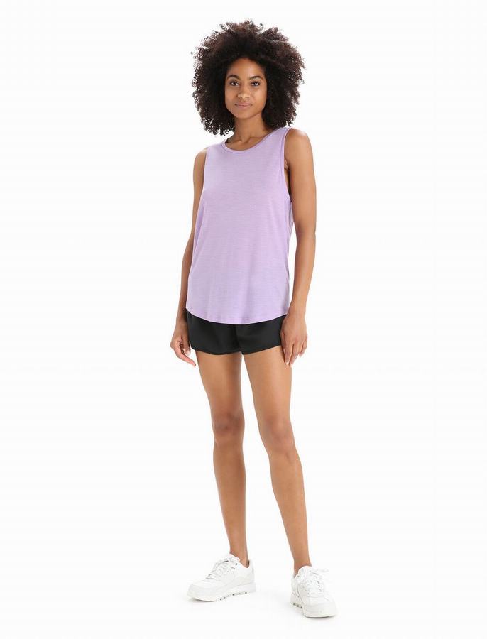 Tank Top Icebreaker Merino Sphere II Mujer Morados Claro | XLM23100PJ