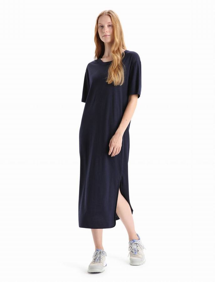 Vestido Icebreaker Merino Granary Mujer Azul Marino | BSK8061SX