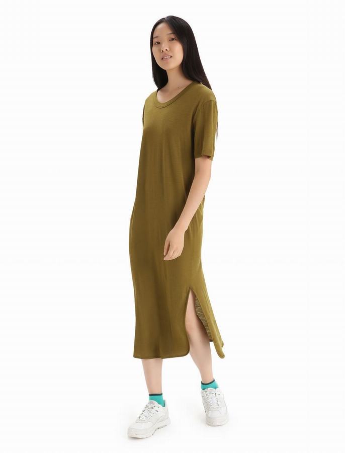 Vestido Icebreaker Merino Granary Mujer Verdes Oscuro | IDL4213CT