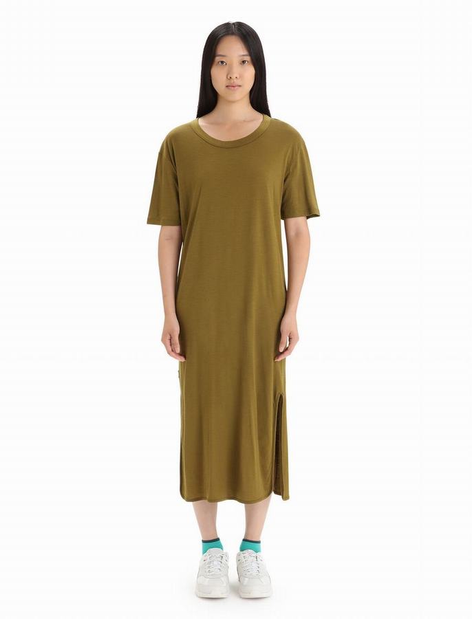 Vestido Icebreaker Merino Granary Mujer Verdes Oscuro | IDL4213CT